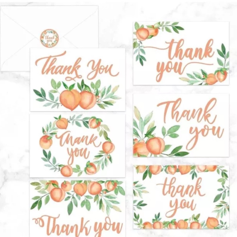 Peach Thank You Cards Set